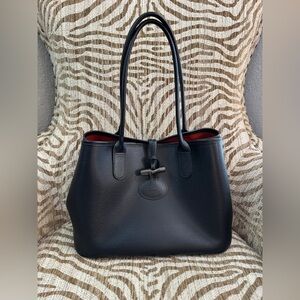 LONGCHAMP — Le Roseau XS Black Leather Tote